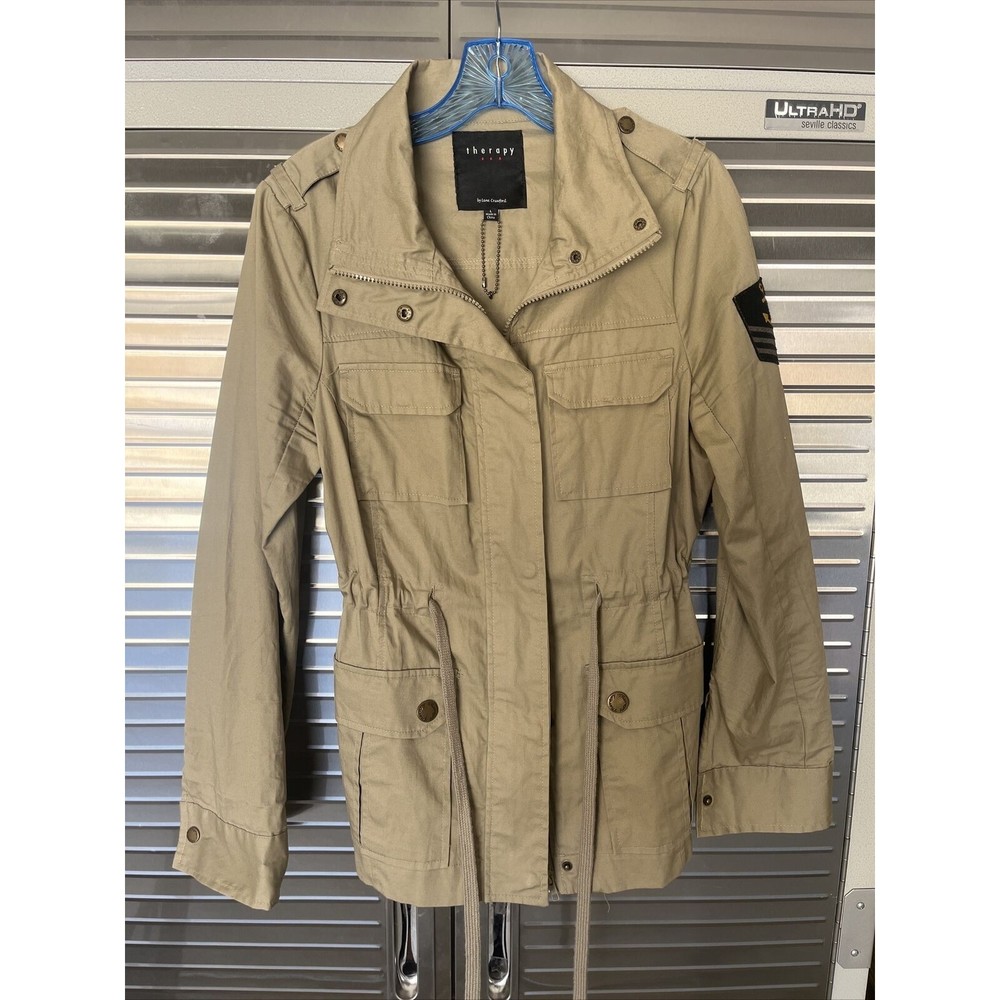 Therapy By Lane Crawford Womens Full Zip Khaki Casual Jacket Sz L